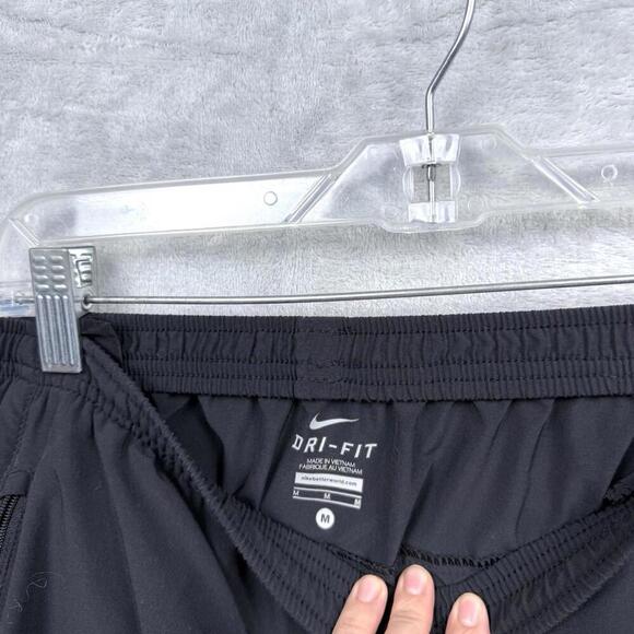 Nike Dri-Fit Black Track Pants Men Size M Lightweight Zip Hem Athletic Running - Picture 6 of 11
